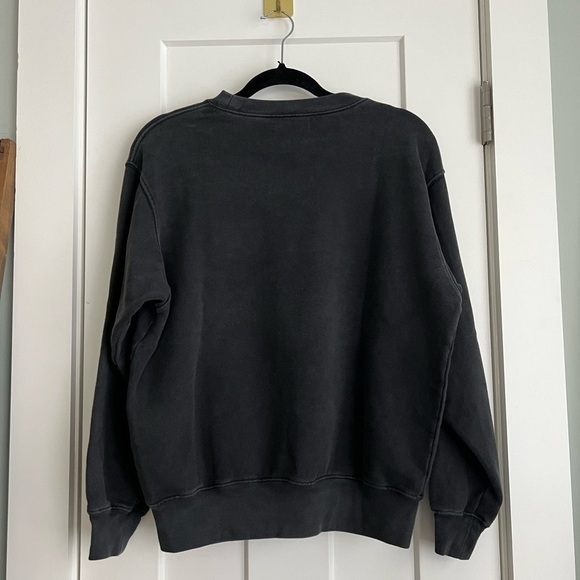 ANINE BING Ramona Leopard Graphic Distressed Sweatshirt Black Pink RARE - Picture 5 of 12